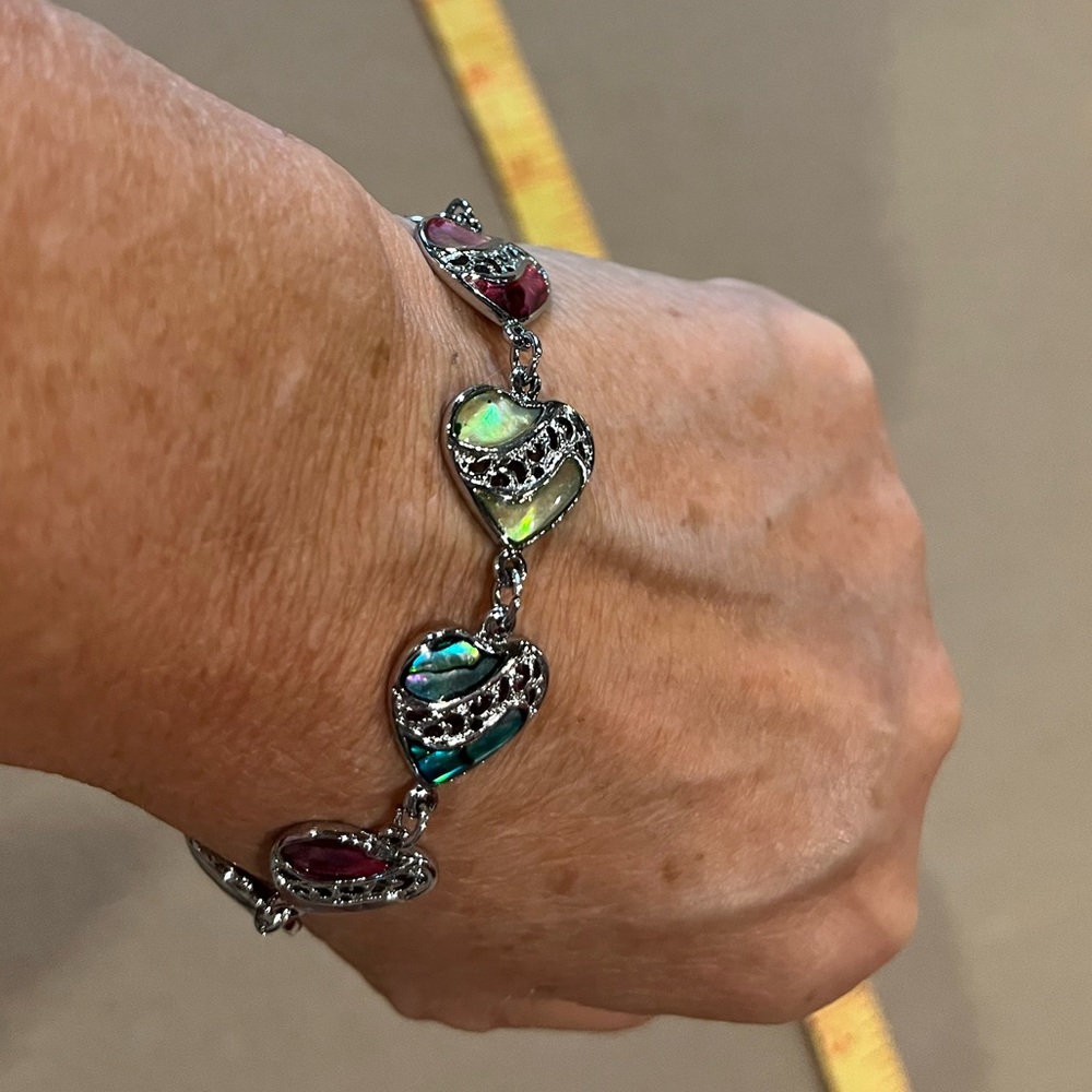 3/$30 Multicolour and silver heart bracelet